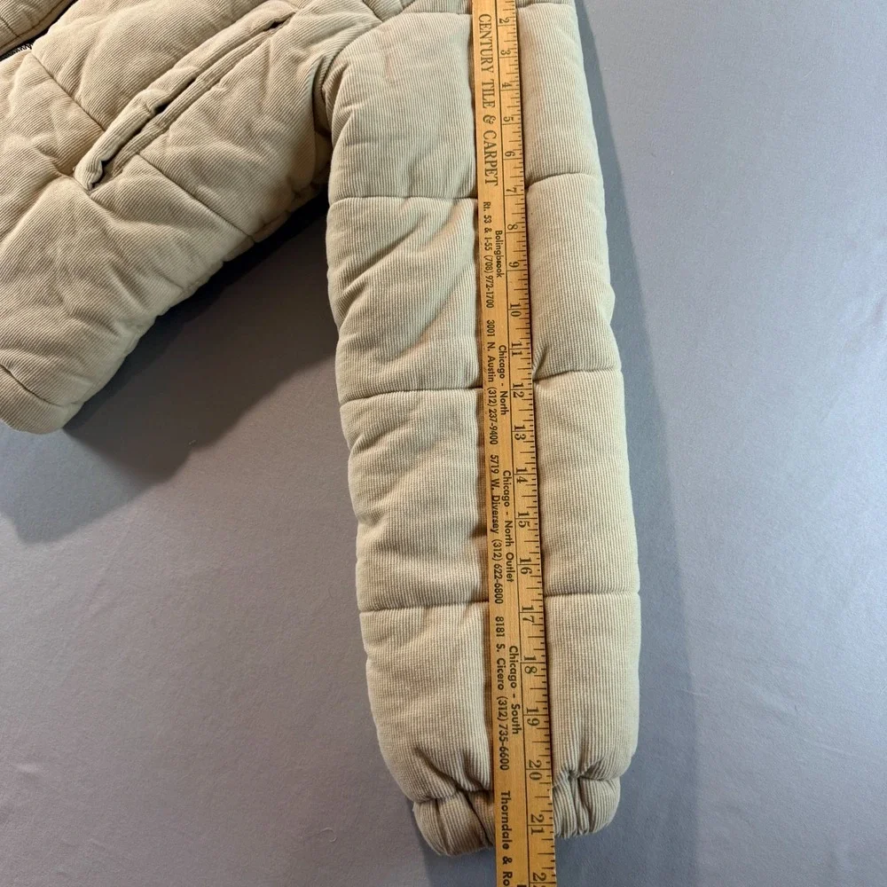 Princess Polly Beige Corduroy Puffer Jacket Women's US 2 Quilted Zip Winter Coat